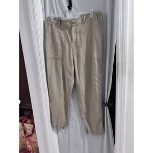 Lauren Ralph Lauren Tan Linen Straight Leg Deep Pocket High Rise Pants 16